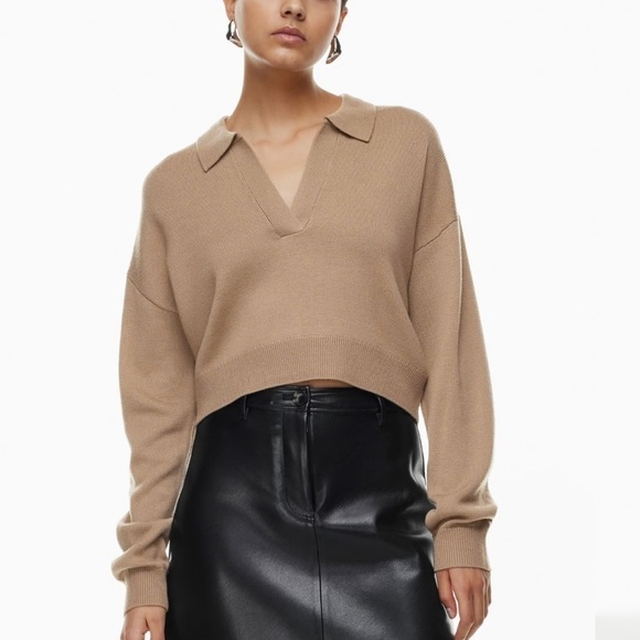 Aritzia Wilfred Clara Merino Wool Waist Polo Sweater - Picture 1 of 12